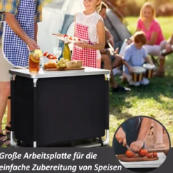Campingküche 6 Fächer & 1 Bretter Reiseküche Faltschrank Outdoor Camping Kochtisch Alu mit Tragetasche