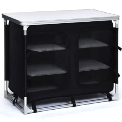 Campingküche 6 Fächer & 1 Bretter Reiseküche Faltschrank Outdoor Camping Kochtisch Alu mit Tragetasche