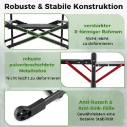 Campingküche klappbar Reiseküche mit Aluminium-Tischplatte Camping Küche 135 x 54 x 88 cm Schwarz