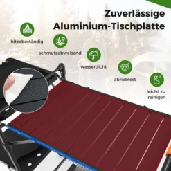 Campingküche klappbar Reiseküche mit Aluminium-Tischplatte Camping Küche 135 x 54 x 88 cm Schwarz