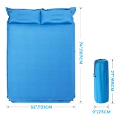 Campingmatte mit Kissen 2 Personen Selbstaufblasende Campingmatte Camping Schlafmatte 187x131x4cm Blau