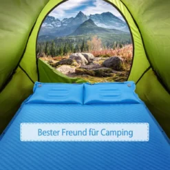 Campingmatte mit Kissen 2 Personen Selbstaufblasende Campingmatte Camping Schlafmatte 187x131x4cm Blau