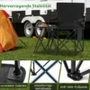 Campingstuhl faltbar 2er Set Klappstuhl mit Seitentisch Becherhalter & Seitentasche Schwarz