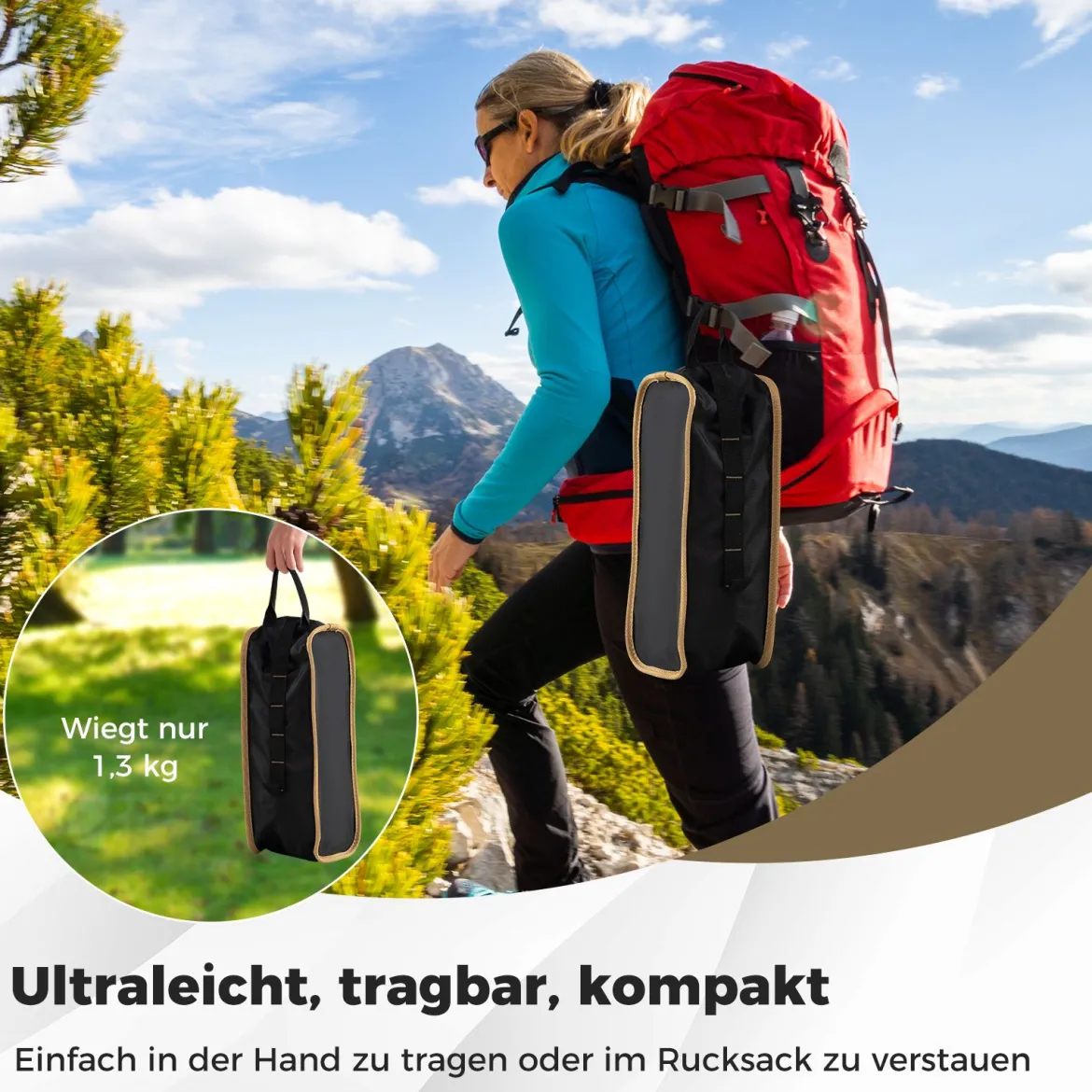 Campingstuhl faltbar ultraleichter Klappstuhl mit Seitentasche klappbarer Angelstuhl 150 kg Tragfähigkeit