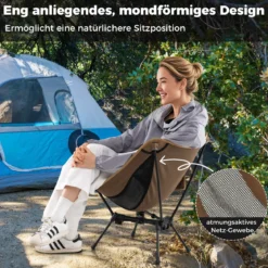 Campingstuhl faltbar ultraleichter Klappstuhl mit Seitentasche klappbarer Angelstuhl 150 kg Tragfähigkeit