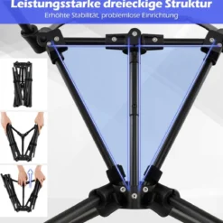 Campingstuhl faltbar ultraleichter Klappstuhl mit hoher Rückenlehne Kopfstützen & Seitentasche Schwarz