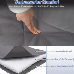 Campingstuhl für 2 Personen XXL Campingsofa mit Getränkehaltern & Netztaschen Klappstuhl Grau