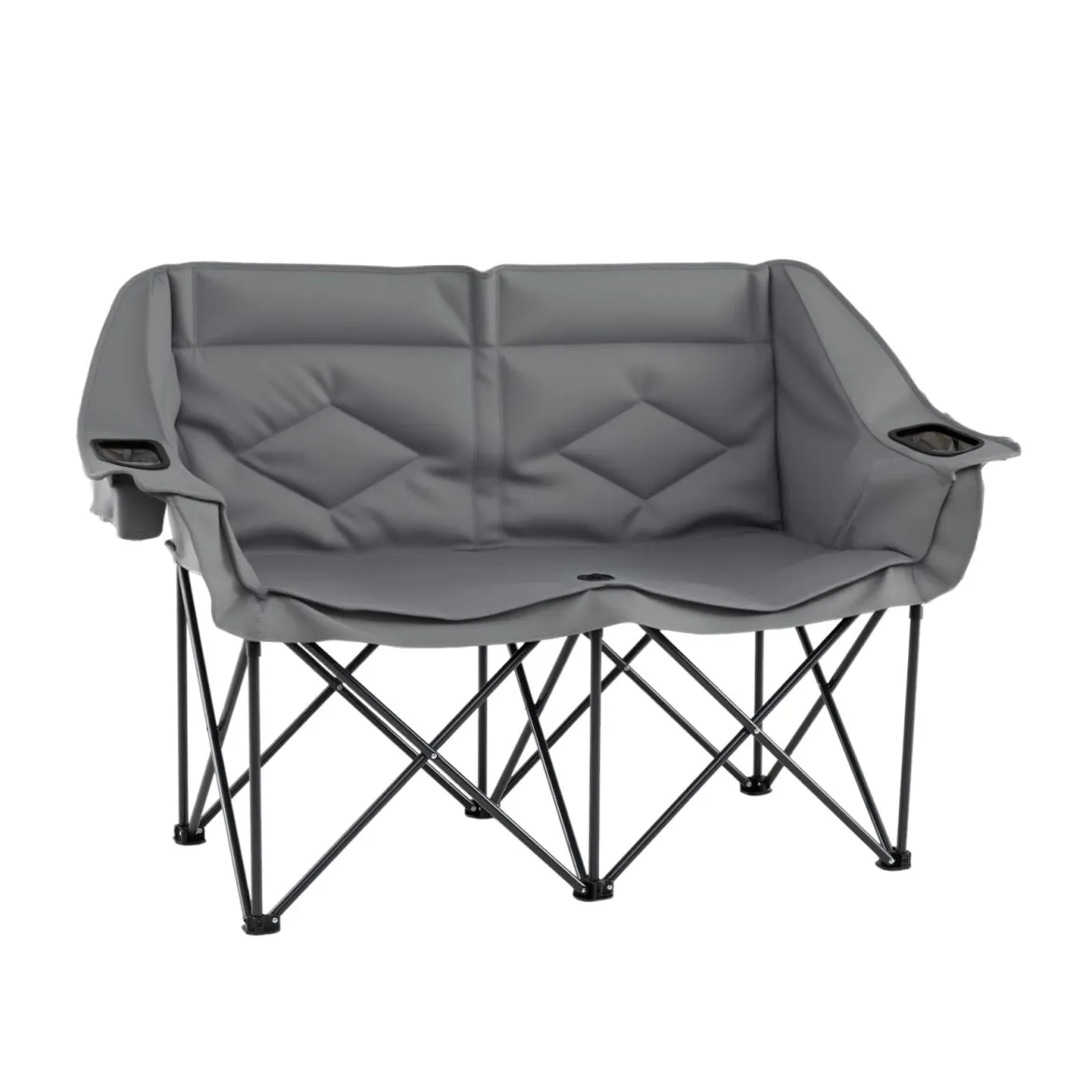 Campingstuhl für 2 Personen XXL Campingsofa mit Getränkehaltern & Netztaschen Klappstuhl Grau