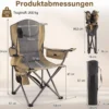 Campingstuhl Klappbar Tragbarer Angelstuhl mit Kühltasche Getränkehalter & Seitentasche bis 200 kg Belastbar