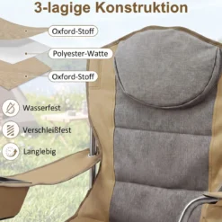Campingstuhl Klappbar Tragbarer Angelstuhl mit Kühltasche Getränkehalter & Seitentasche bis 200 kg Belastbar