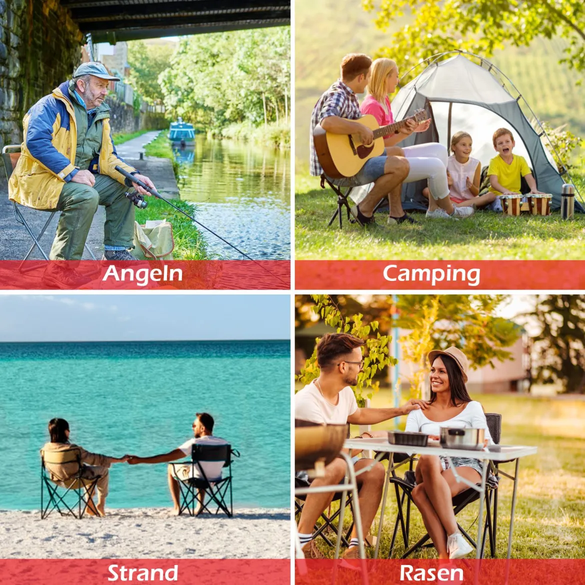 Campingstuhl mit Sonnendach Outdoor-Stuhl Klappstühle mit Sonnenschirm 90 x 72 x 150 cm Rot