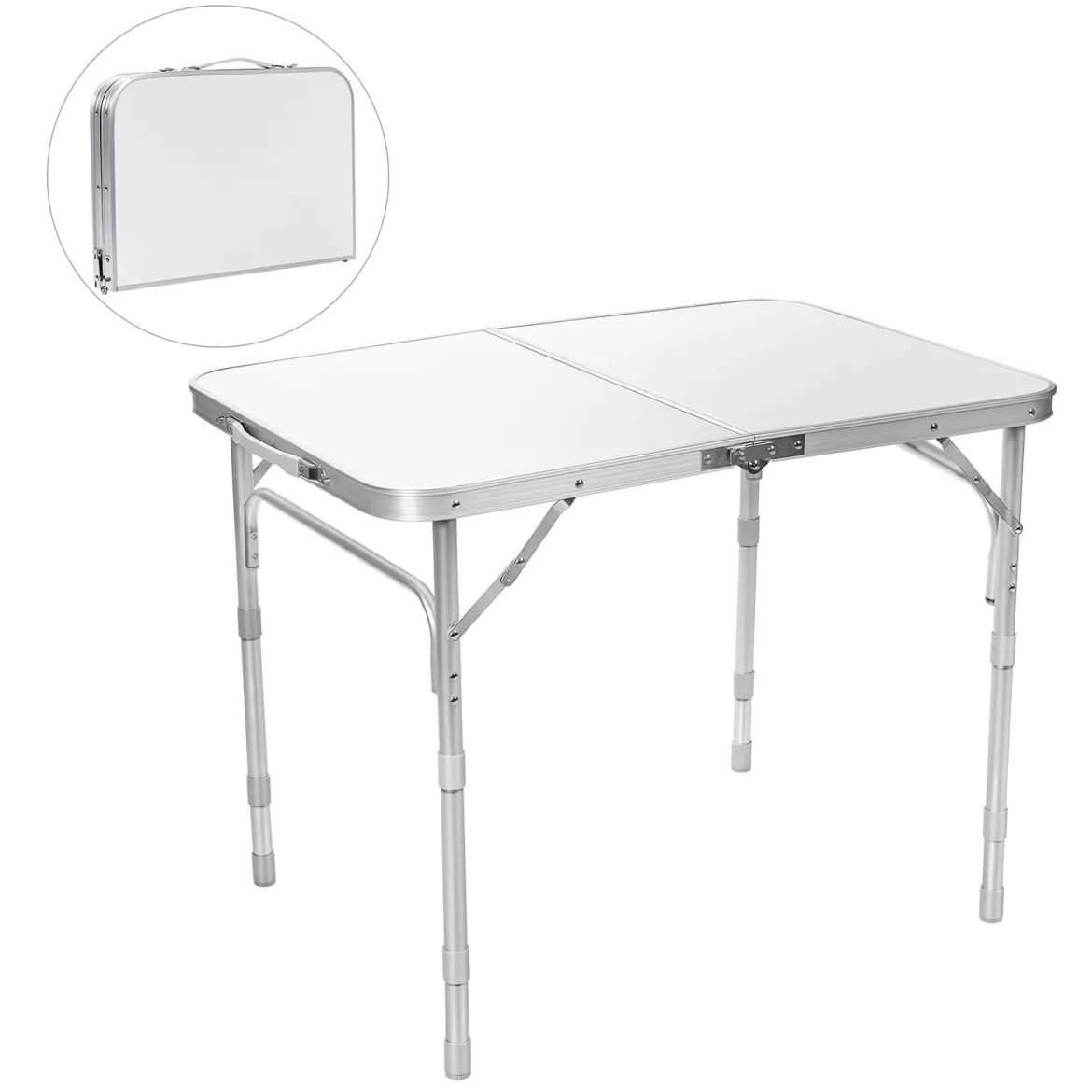 Campingtisch Falttisch Aluminium-Klapptisch mit 3 einstellbaren Positionen Weiß