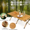 Campingtisch Klappbarer Picknicktisch mit Tragetasche Aufrollbarer Bambustisch 122 x 60 x 43,5 cm Natur