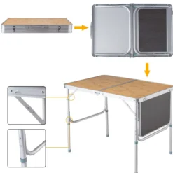 Campingtisch Klapptisch Gartentisch Koffertisch mit Seitenablage und Tragegriff 90 x 60cm
