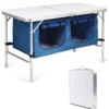 Campingtisch mit Großem Stauraum Reiseküche Alu Klapptisch Gartentisch Dunkelblau