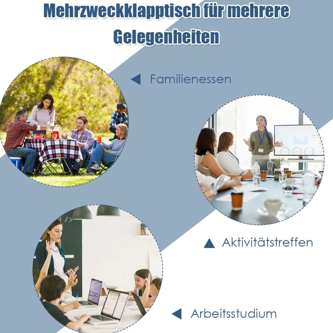 Campingtisch mit Großem Stauraum Reiseküche Alu Klapptisch Gartentisch Dunkelblau