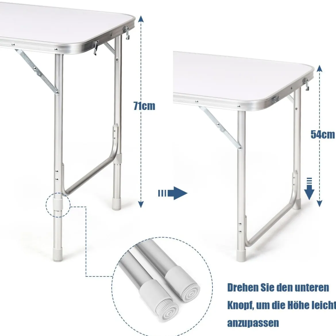 Campingtisch mit Großem Stauraum Reiseküche Alu Klapptisch Gartentisch Dunkelblau