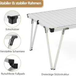 Campingtisch mit Wasserdichter Tischplatte & Tragetasche Picknicktisch Outdoor Tisch