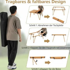 Campingtisch mit Wasserdichter Tischplatte & Tragetasche Picknicktisch Outdoor Tisch