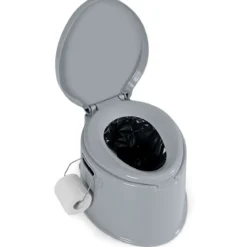 Campingtoilette tragbar Reisetoilette Mobile Toilette mit Abnehmbarem Eimereinsatz Grau