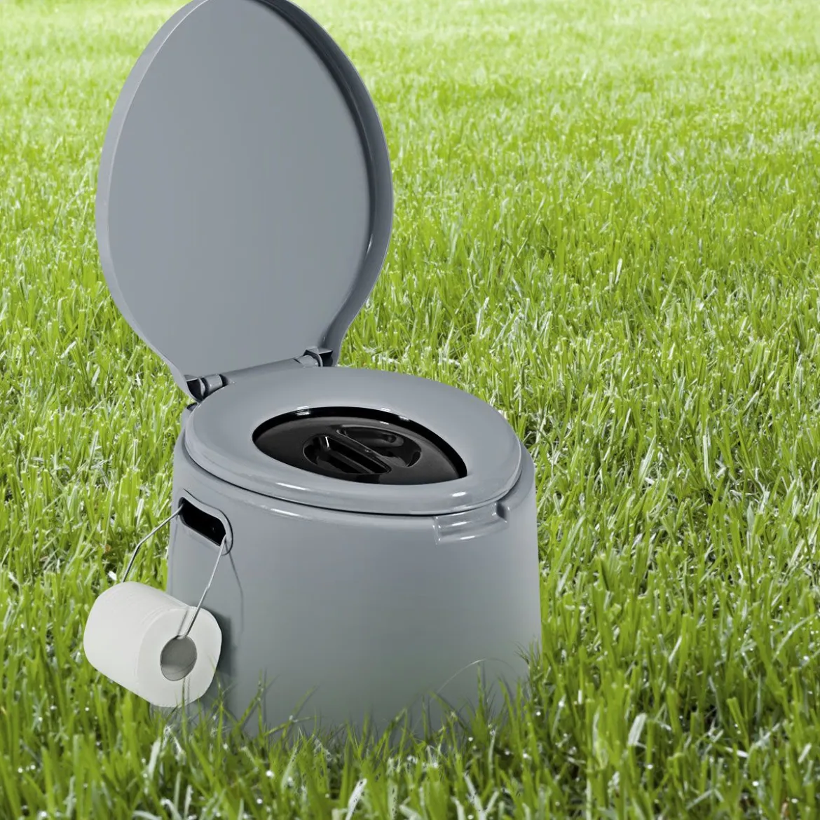 Campingtoilette tragbar Reisetoilette Mobile Toilette mit Abnehmbarem Eimereinsatz Grau