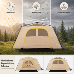 Campingzelt für 10 Personen Familienzelt mit Belüftung Regenschutz & Tragetasche 399 x 267 x 201 cm Khaki