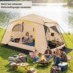 Campingzelt für 10 Personen Familienzelt mit Belüftung Regenschutz & Tragetasche 399 x 267 x 201 cm Khaki