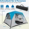 Campingzelt für 6 Personen Wasserfestes Pop Up Zelt mit 5 Fenstern & Tür 316 x 280 x 185 cm