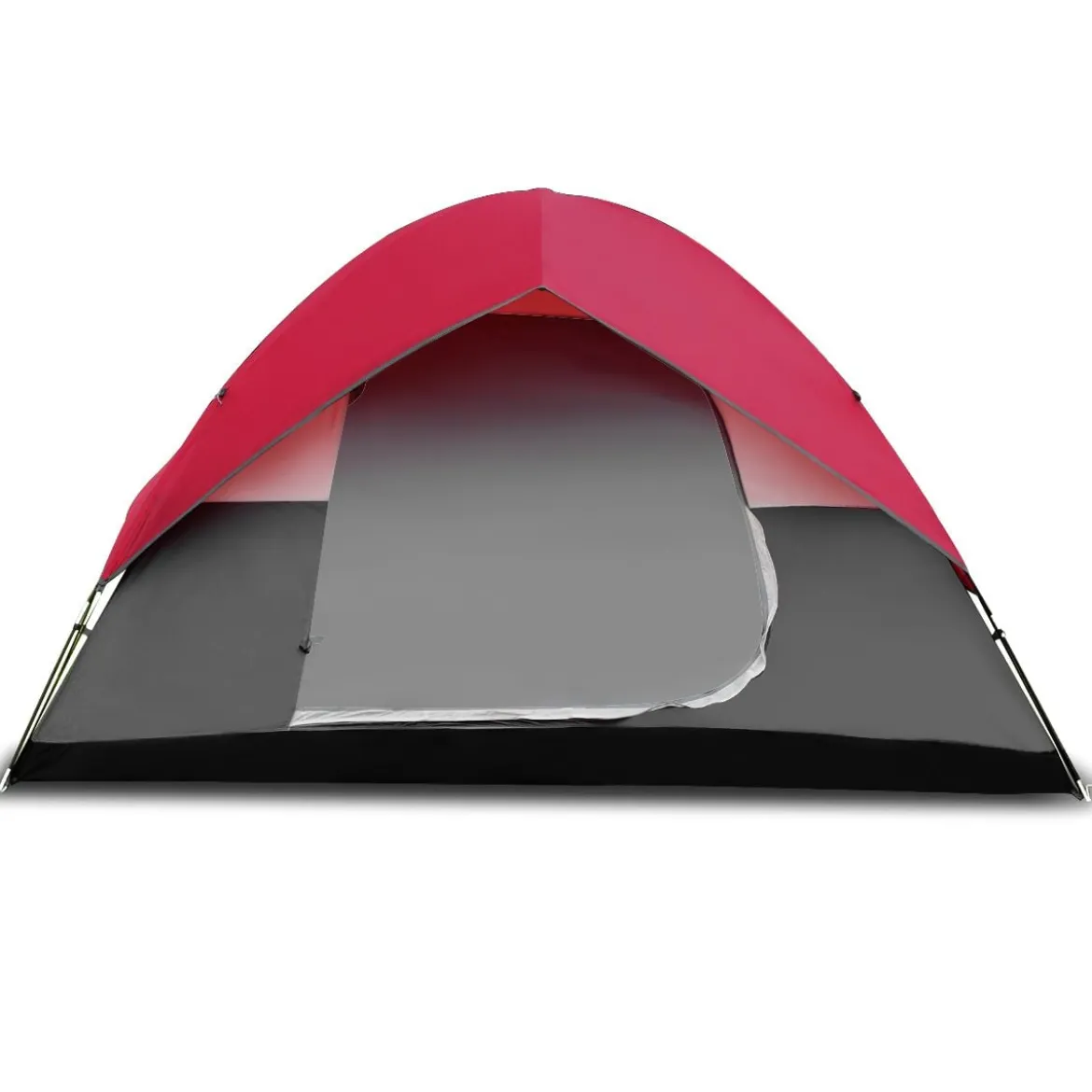 Campingzelt 5-6 Personen Kuppelzelt Wurfzelt Doppelschicht Winddichte 300x300x165cm Rot und Grau