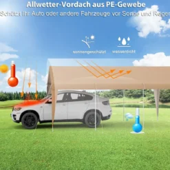 Carport Zeltgarage Tragbares Garagenzelt mit Metallrahmen 600 x 301 x 285 cm Gelb