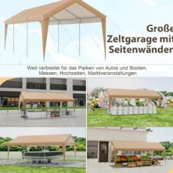 Carport Zeltgarage Tragbares Garagenzelt mit Metallrahmen 600 x 301 x 285 cm Gelb