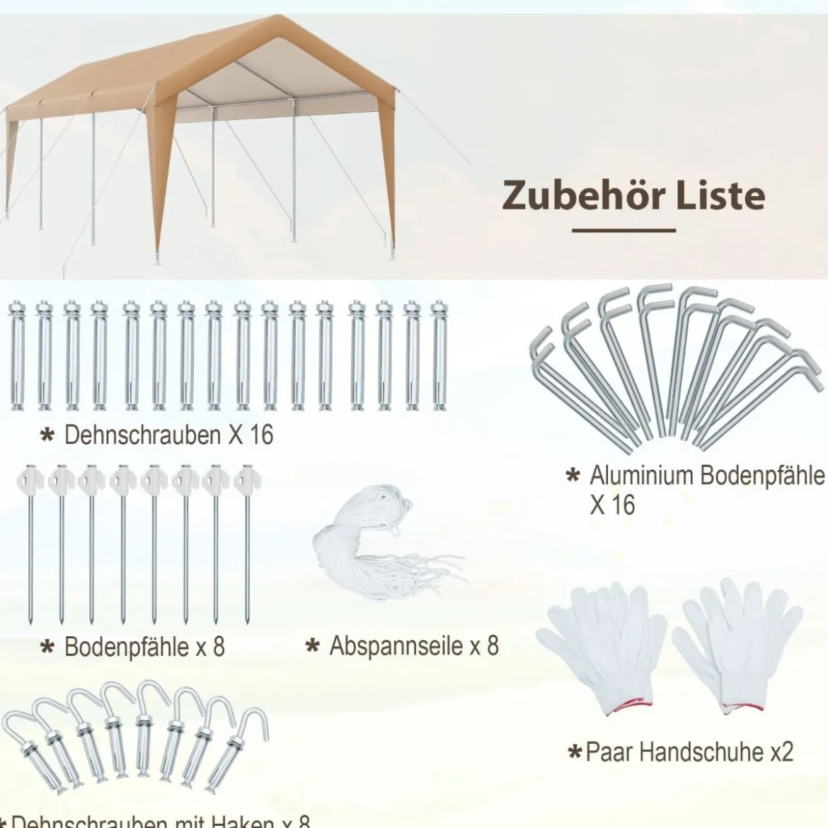Carport Zeltgarage Tragbares Garagenzelt mit Metallrahmen 600 x 301 x 285 cm Gelb