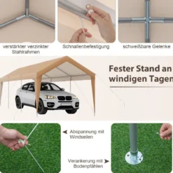 Carport Zeltgarage Tragbares Garagenzelt mit Metallrahmen 600 x 301 x 285 cm Gelb