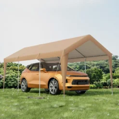 Carport Zeltgarage Tragbares Garagenzelt mit Metallrahmen 600 x 301 x 285 cm Gelb