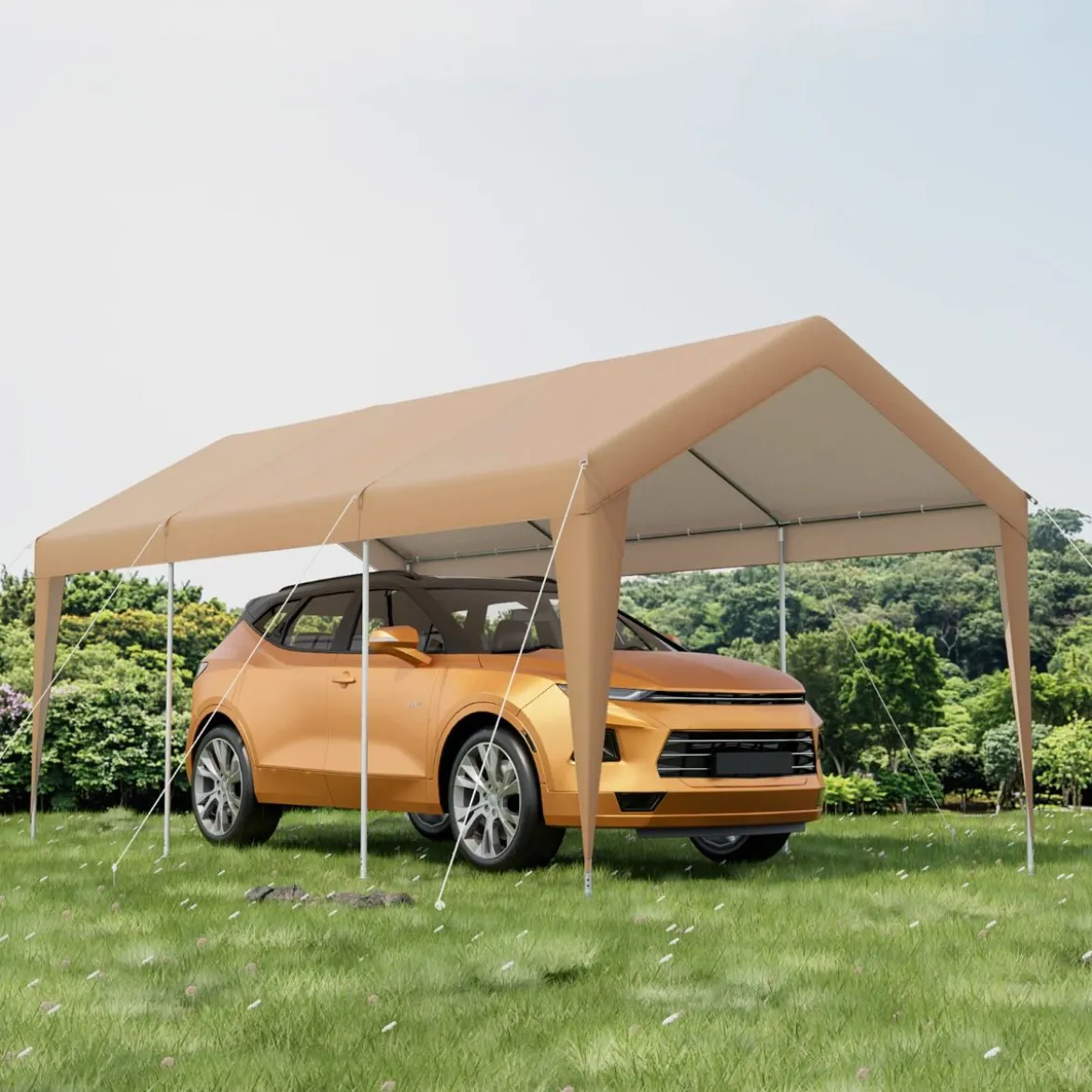 Carport Zeltgarage Tragbares Garagenzelt mit Metallrahmen 600 x 301 x 285 cm Gelb
