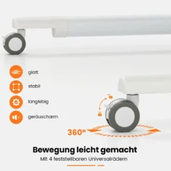 C-förmiger Schreibtsich mit Rollen 70-106 cm höhenverstellbarer ComputertischStehpult Weiß