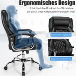 Chefsessel ergonomischer Bürostuhl bis 225 kg belastbar Schreibtischstuhl mit Wippfunktion