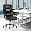 Chefsessel mit hoher Rückenlehne mit PVC-Leder gepolsterter Bürostuhl 67 x 68 x 114-122 cm Schwarz