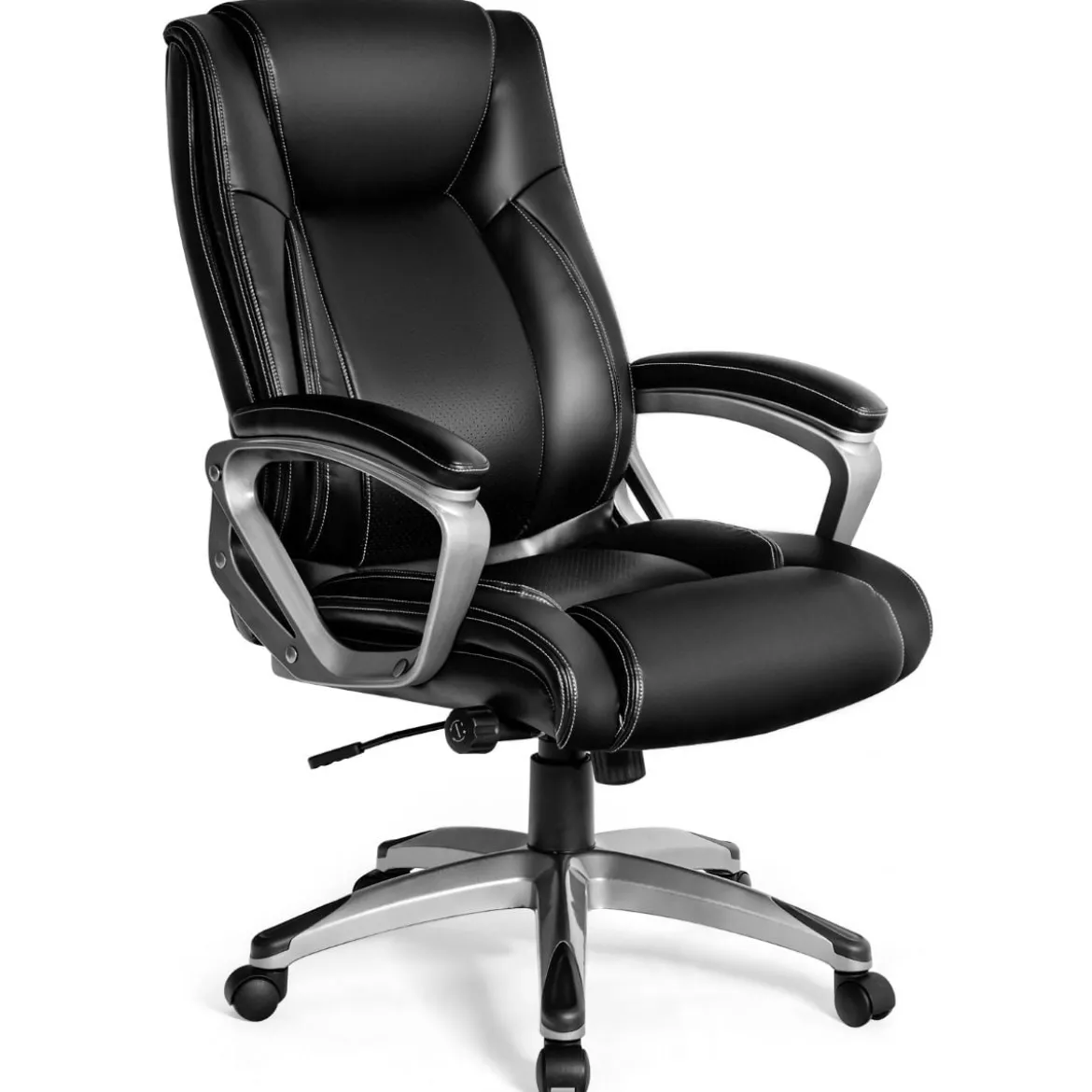 Chefsessel mit Verstellbarer Lendenwirbelstütze Ergonomischer Bürostuhl 78,5 x 68,5 x 109,5-119 cm Schwarz