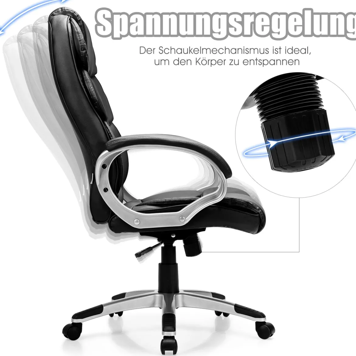 Chefstuhl höhenverstellbar Bürostuhl Drehstuhl Chefsessel Computerstuhl Schwarz