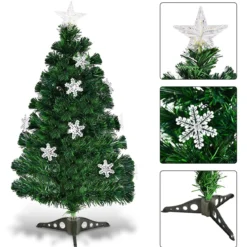 Christbaum LED 90/120/150/180 cm Künstlicher Weihnachtsbaum mit Glasfaser-Farbwechsler Grün