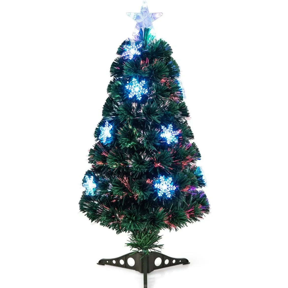Christbaum LED 90/120/150/180 cm Künstlicher Weihnachtsbaum mit Glasfaser-Farbwechsler Grün