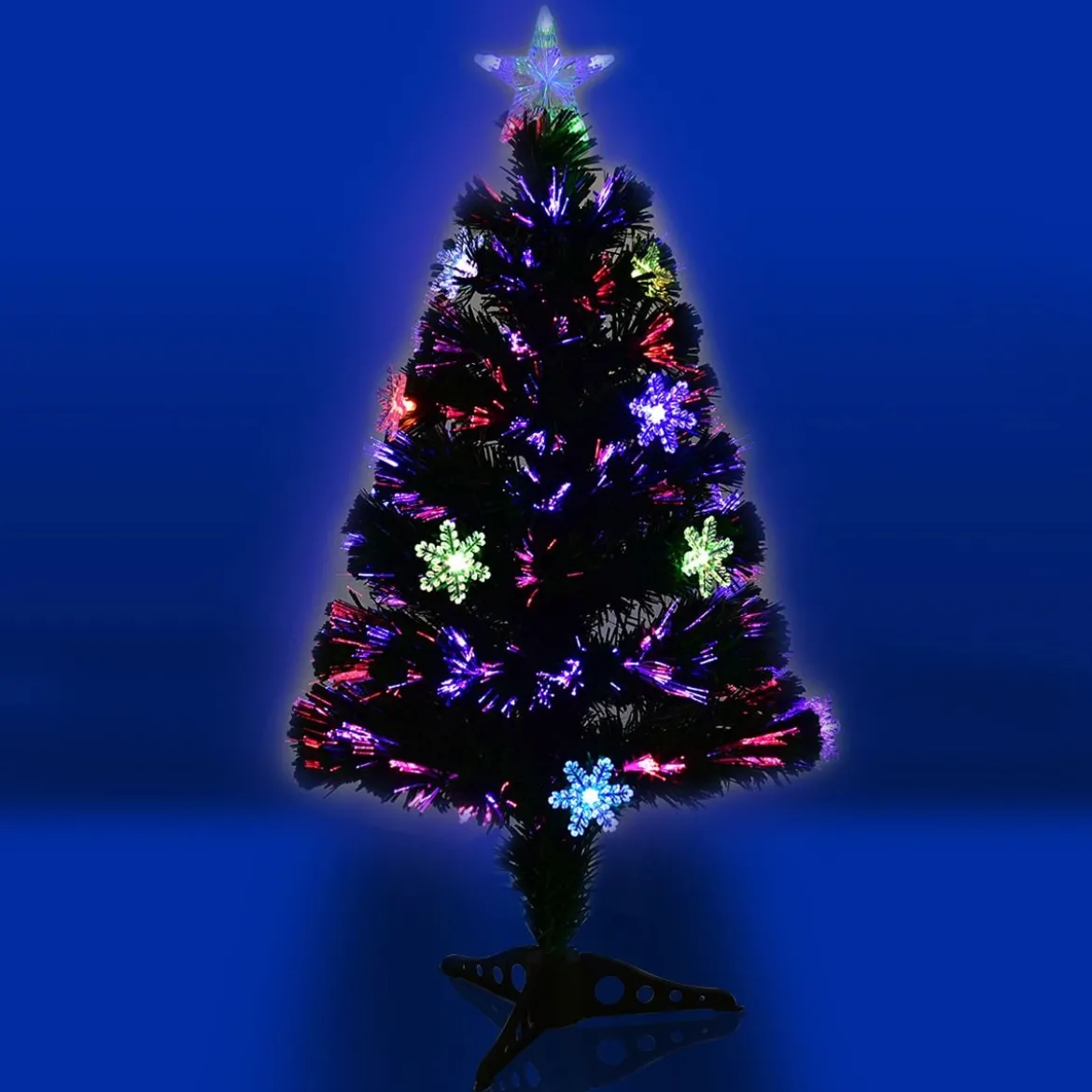 Christbaum LED 90/120/150/180 cm Künstlicher Weihnachtsbaum mit Glasfaser-Farbwechsler Grün