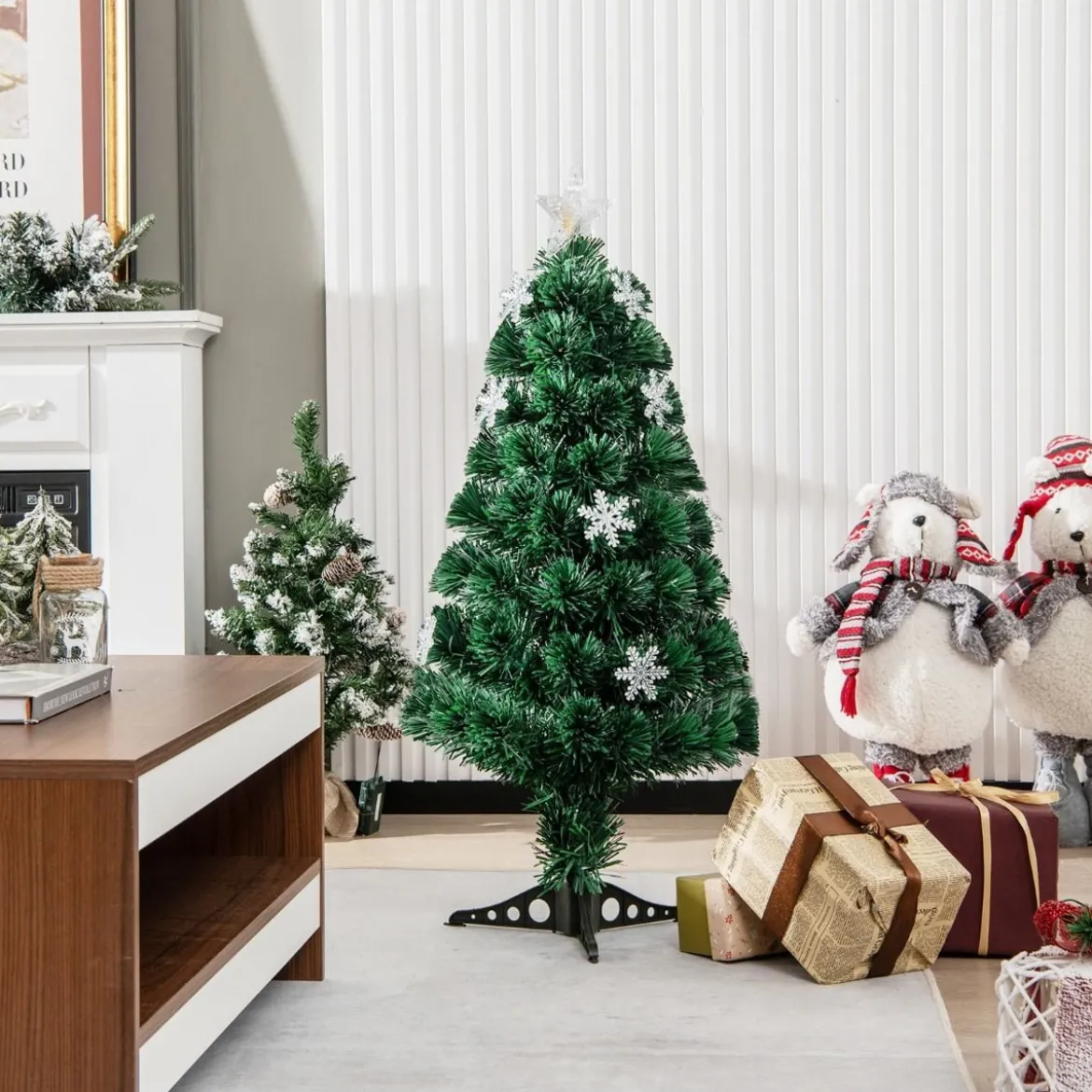 Christbaum LED 90/120/150/180 cm Künstlicher Weihnachtsbaum mit Glasfaser-Farbwechsler Grün