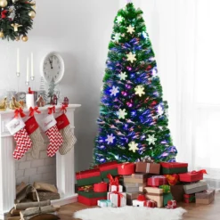 Christbaum LED 90/120/150/180 cm Künstlicher Weihnachtsbaum mit Glasfaser-Farbwechsler Grün