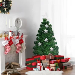 Christbaum LED 90/120/150/180 cm Künstlicher Weihnachtsbaum mit Glasfaser-Farbwechsler Grün
