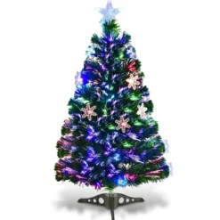 Christbaum LED 90/120/150/180 cm Künstlicher Weihnachtsbaum mit Glasfaser-Farbwechsler Grün