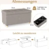 76 cm Aufbewahrungsbank Leinenstoff Bank am Bettende mit Tablett & Gummibaumholzbeinen Grau
