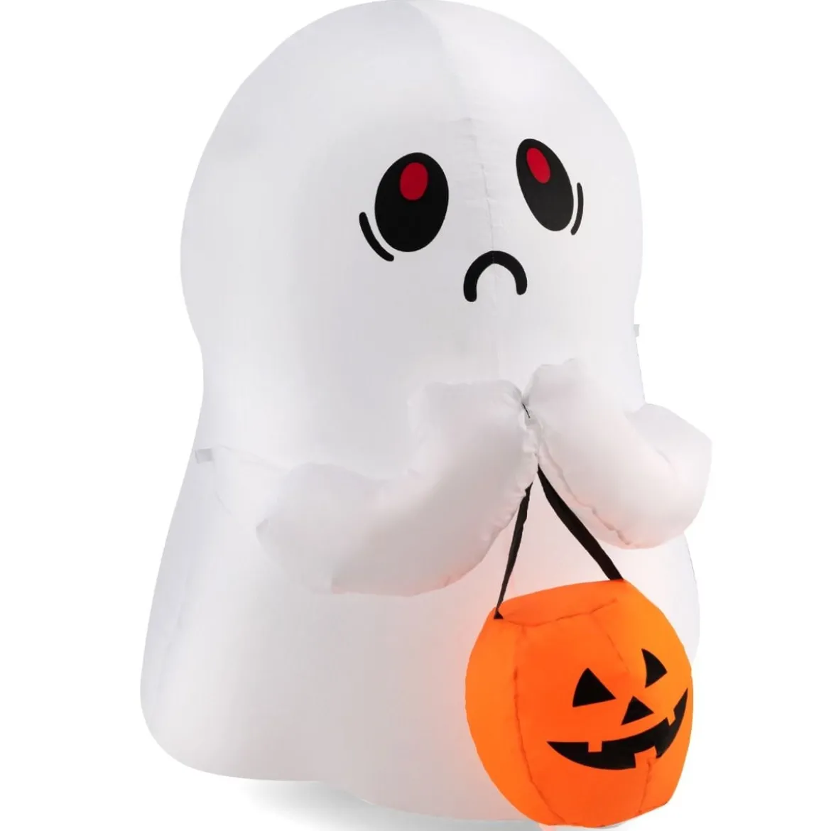 120 cm Aufblasbarer Halloween-Geist mit Kürbis Halloween-Dekoration mit LED-Leuchten Weiß + Orange