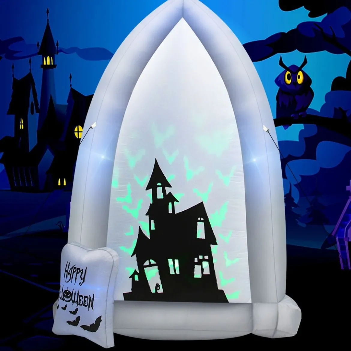210 cm Aufblasbarer Halloween-Grabstein Aufblasbare Hofdekoration mitGebläse